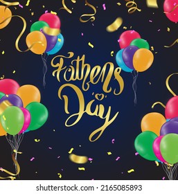 Happy fathers day poster with flying balloons. Template design eps.10