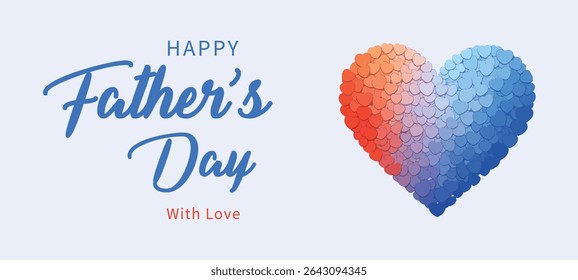 Happy Father's Day Poster with Gradient Heart Made of Small Hearts and Elegant Typography Design

