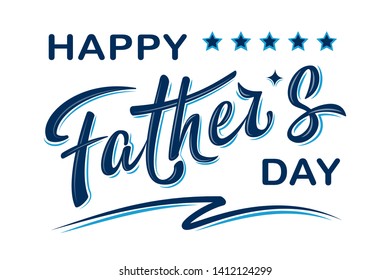 Happy Father's day poster with handwritten lettering text, isolated on white background. Vector celebration sign for postcard, greeting cards, poster, invitation, banner, sticker. Season greetings