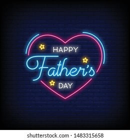 Happy Father's Day for poster in neon style. Happy Father's Day Neon Signs. greeting card, posters, invitation card, light banner, Flyer