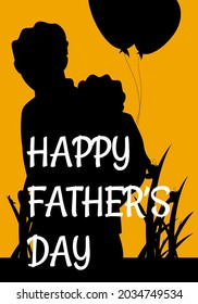 happy fathers day poster. silhouette, banner vector