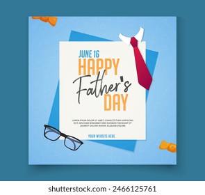 Happy Father's Day promotion social media post with necktie,glasses 