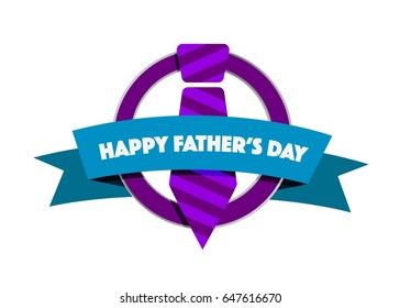 Happy father's day purple tie seal illustration design isolated over white