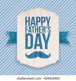 Happy Fathers Day realistic Banner with Ribbon