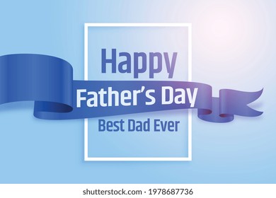 happy fathers day realistic ribbon card design