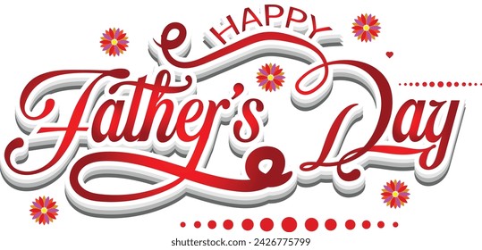 Happy fathers day red heart typography clipart