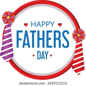 Happy fathers day red heart typography clipart