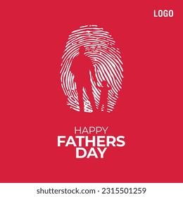 Happy Father's Day restaurant Concept. Father's Day background image with a red background with a Father and his son child playing outdoors. silhouette Vector Illustration art and copy space.