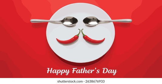 Happy Father's Day restaurant Concept. Father symbol shape with plate and spoon concept for restaurant and food brand for father's day. Restaurant and fast food Father's day concept.