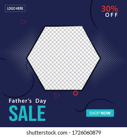 Happy Father's Day, Sale Banner Design With Blue Background. EPS 10 