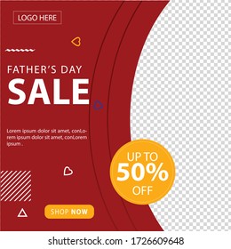 Happy Father's Day, Sale Banner Design With Dark Red Background. EPS 10 