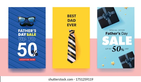 Happy Fathers Day Sale banner background.Promotion and shopping template.Vector illustration.