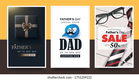Happy Fathers Day Sale banner background.Promotion and shopping template.Vector illustration.