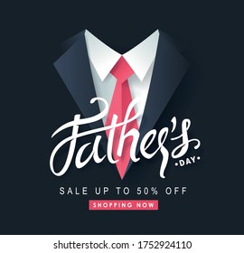 Happy Fathers Day Sale banner background.Promotion and shopping template.Vector illustration.