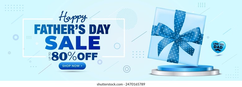 Happy Father's Day. Sale gift shopping offer deal discount web banner for Fathers Day holiday design.