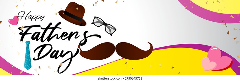 Happy fathers day sale / offer banner with theme icons vector illustration
