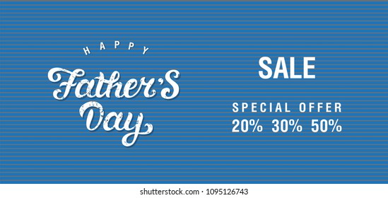 Happy Fathers Day Sale poster template. For label, card, posters, sale advertising, flyer. Vector illustration