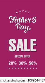 Happy Fathers Day Sale poster template. For label, card, posters, sale advertising, flyer. Vector illustration