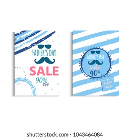 Happy Father's Day sale. Set of  vector illustration for promotion, poster, flyer, discount card, shopping template, price label, blog, social media, marketing, ad special offer banner