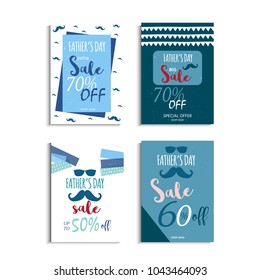 Happy Father's Day sale. Set of  vector illustration for promotion, poster, flyer, discount card, shopping template, price label, blog, social media, marketing, ad special offer banner