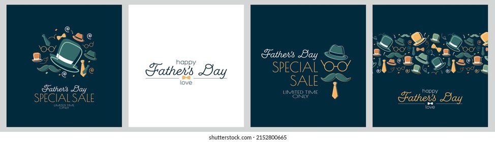Happy Father's Day, Father's Day sale set. Modern minimal design.