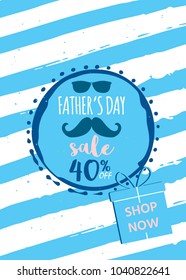 Happy Father's Day sale. Vector illustration for promotion, poster, flyer, discount card, shopping template, price label, blog, social media, marketing, ad, special offer banner.