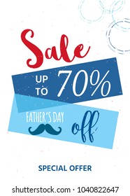 Happy Father's Day sale. Vector illustration for promotion, poster, flyer, discount card, shopping template, price label, blog, social media, marketing, ad, special offer banner.