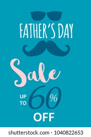 Happy Father's Day sale. Vector illustration for promotion, poster, flyer, discount card, shopping template, price label, blog, social media, marketing, ad, special offer banner.