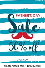 Happy Father's Day sale. Vector illustration for promotion, poster, flyer, discount card, shopping template, price label, blog, social media, marketing, ad, special offer banner.