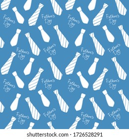 Happy Father's Day Seamless Pattern with ties. For printing wrapping paper, wallpaper, packaging, fabric. For web pages design. Hand Drawn vector illustration.