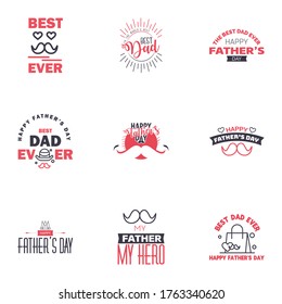 Happy fathers day set 9 Black and Pink. Vector typography. Vintage lettering for fathers day greeting cards. banners. t-shirt design. You are the best dad. Editable Vector Design Elements