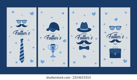 Happy Fathers Day Set of greeting cards	
