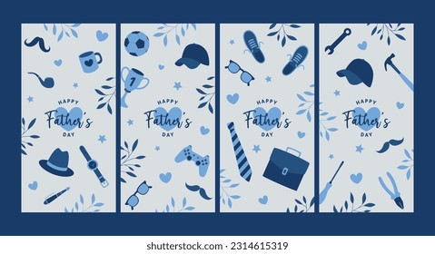 Happy Fathers Day Set of greeting cards	
