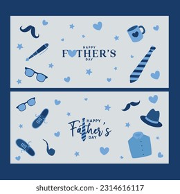 Happy Fathers Day Set of greeting banners	
