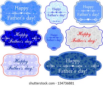 Happy Father's Day! Set Retro colorful Tag. Vector Illustration