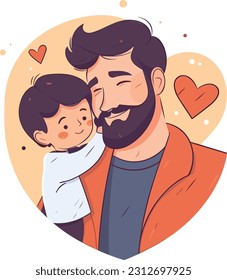 Feliz Día del Padre. Conjunto de ilustraciones vectoriales. Padre Son Love Sticker. Diseñar elementos para tarjetas, carteles, pancartas y folletos. 