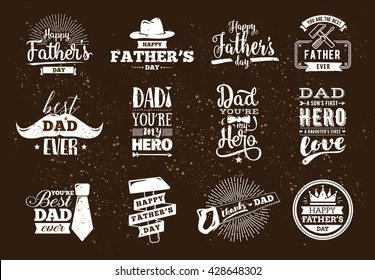 Happy fathers day set. Vector typography. Vintage lettering for fathers day greeting cards, banners, t-shirt design. You are the best dad.