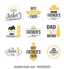 Happy fathers day set. Vector typography. Vintage lettering for greeting cards, banners, t-shirt design. You are the best dad, vector illustrator