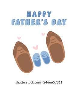 Happy Fathers day shoes and baby shoes element daddy and baby together Heartwarming Cartoon Illustration