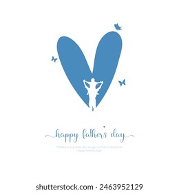 Happy Father's day Silhouette of a father and son with text Happy father's Day celebration post, greeting card, banner, poster. vector illustration.