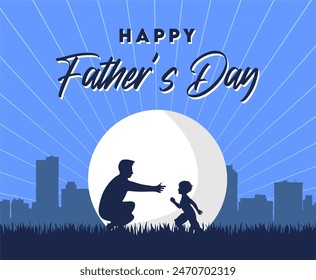 happy father's day with the silhouette of a father