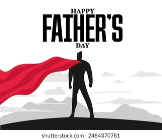 happy father's day with a silhouette of a father on a beautiful sky background