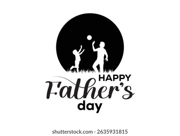 Happy Father's Day Silhouette Illustration with Father and Child Playing