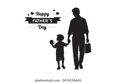 Happy father's day silhouette vector style with white background