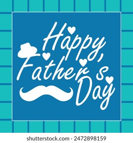Happy Father's Day With sky Blue and Blue Colour Background Vector 