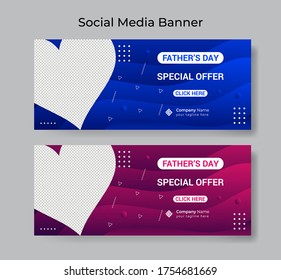 Happy Fathers Day Social Media Sale Banner Post Teamplate Design