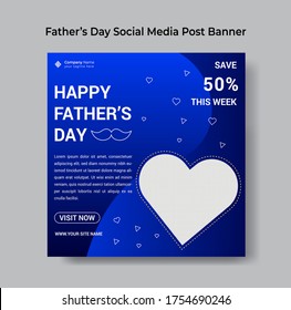 Happy Fathers Day Social Media Post Banner Sale Promotion Web Template Fathers Day calligraphy light banner. Dad my king illustration