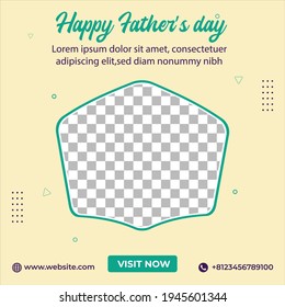 Happy Fathers day Social media post design, off white colour father's day social media post banner with image placeholder