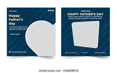 Happy Fathers day Social media post design, off white colour father's day social media post banner with image placeholder