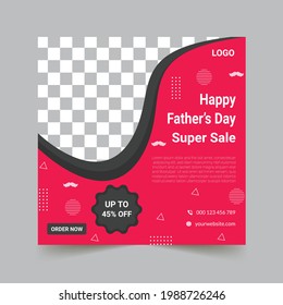 Happy Fathers Day Social Media Post Banner Sale Promotion and shopping template for Father's Day.